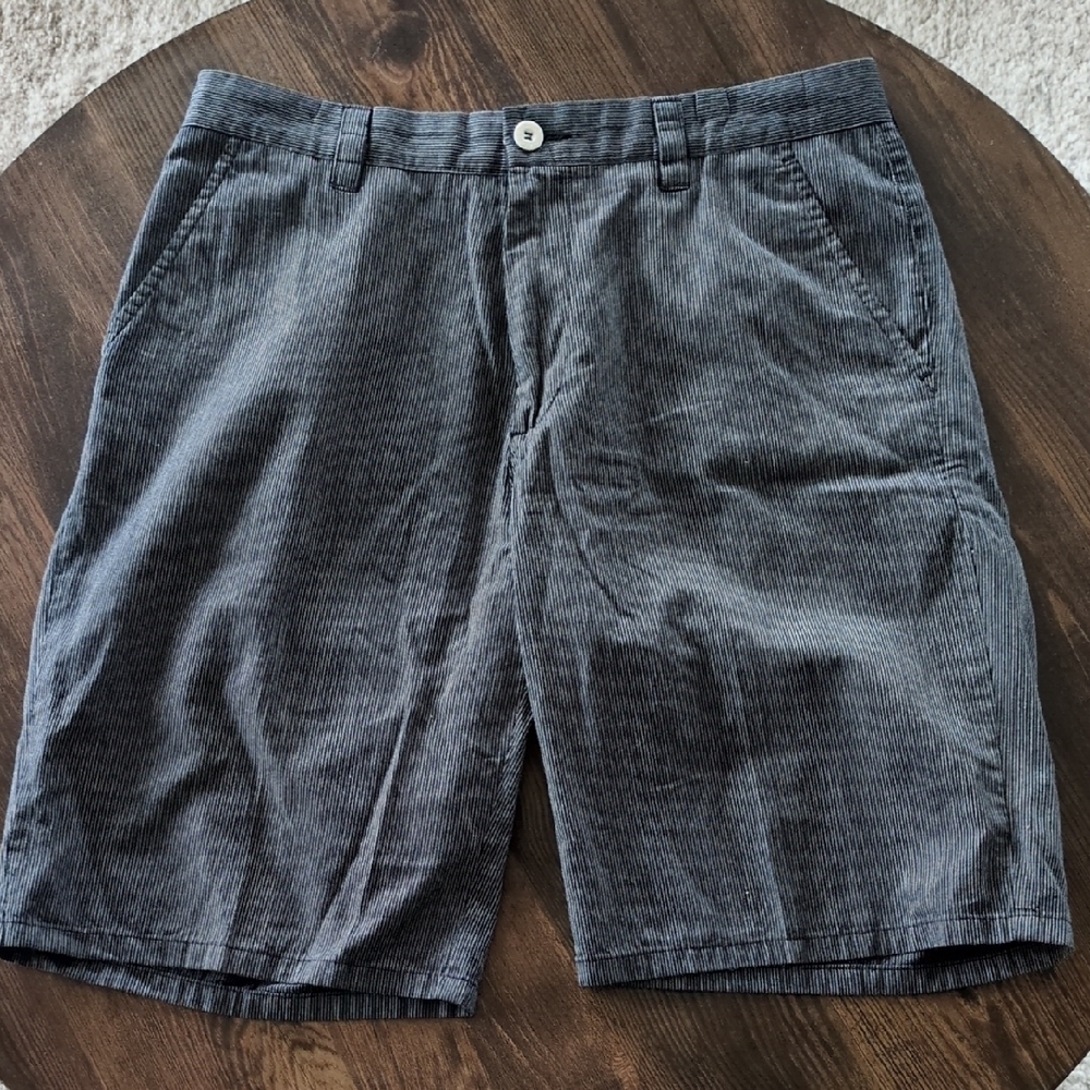 Travis Mathew Black and White Flat Front Shorts with Textured Finish